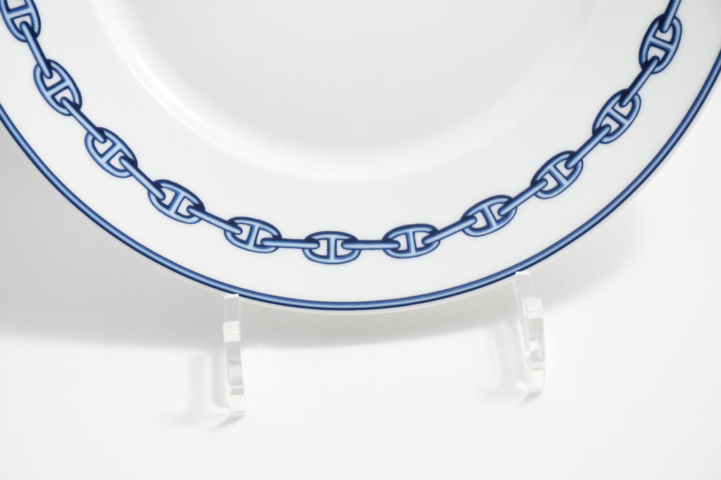Hermes Chaine D'ancre Dinner Plate 27 cm blue porcelain dinnerware 10.6” 015