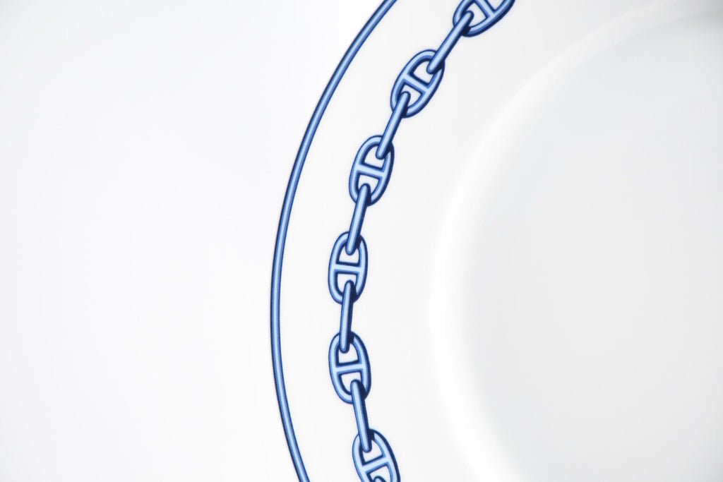 Hermes Chaine D'ancre Dinner Plate 27 cm blue porcelain dinnerware Set of 2