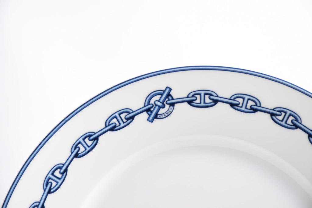 Hermes Chaine D'ancre Dinner Plate 27 cm blue porcelain dinnerware Set of 2