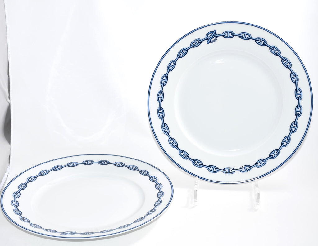 Hermes Chaine D'ancre Dinner Plate 27 cm blue porcelain dinnerware Set of 2