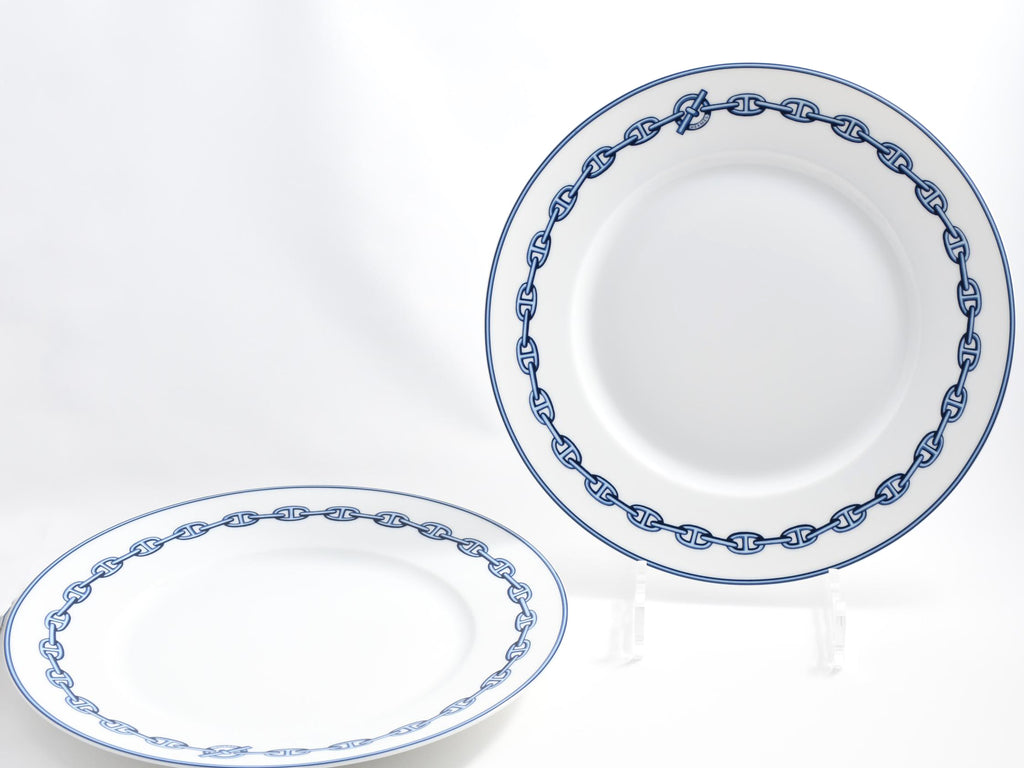 Hermes Chaine D'ancre Dinner Plate 27 cm blue porcelain dinnerware Set of 2