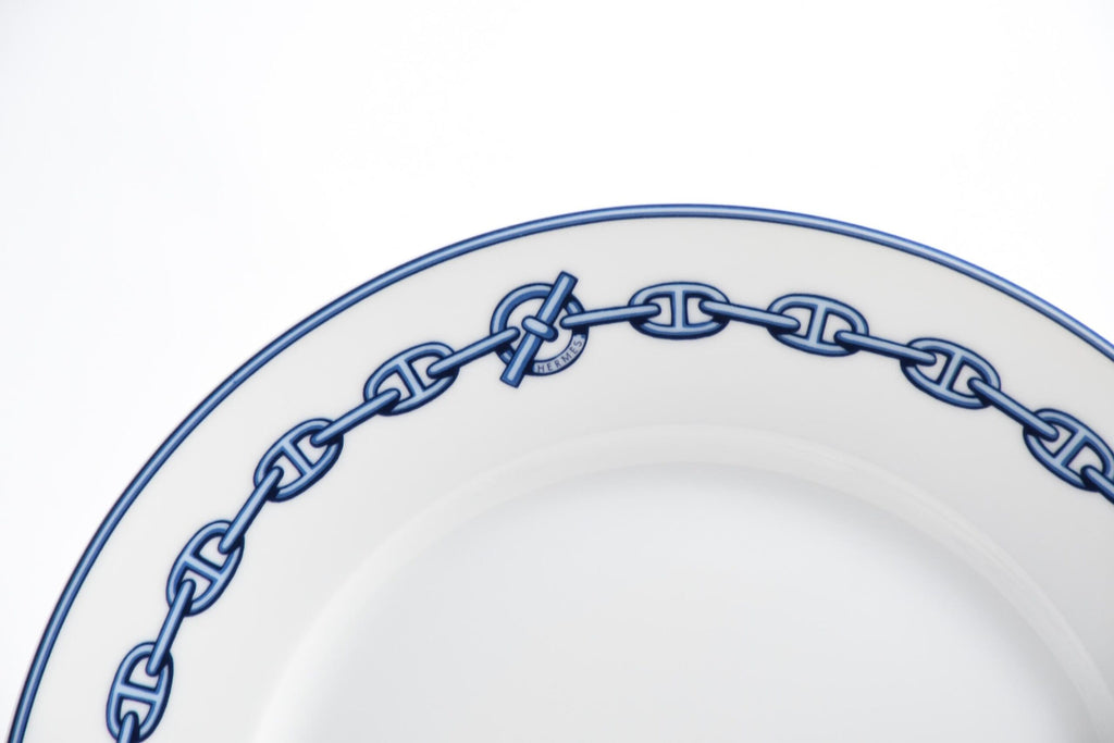 Hermes Chaine D'ancre Dinner Plate 27 cm blue porcelain dinnerware Set of 2