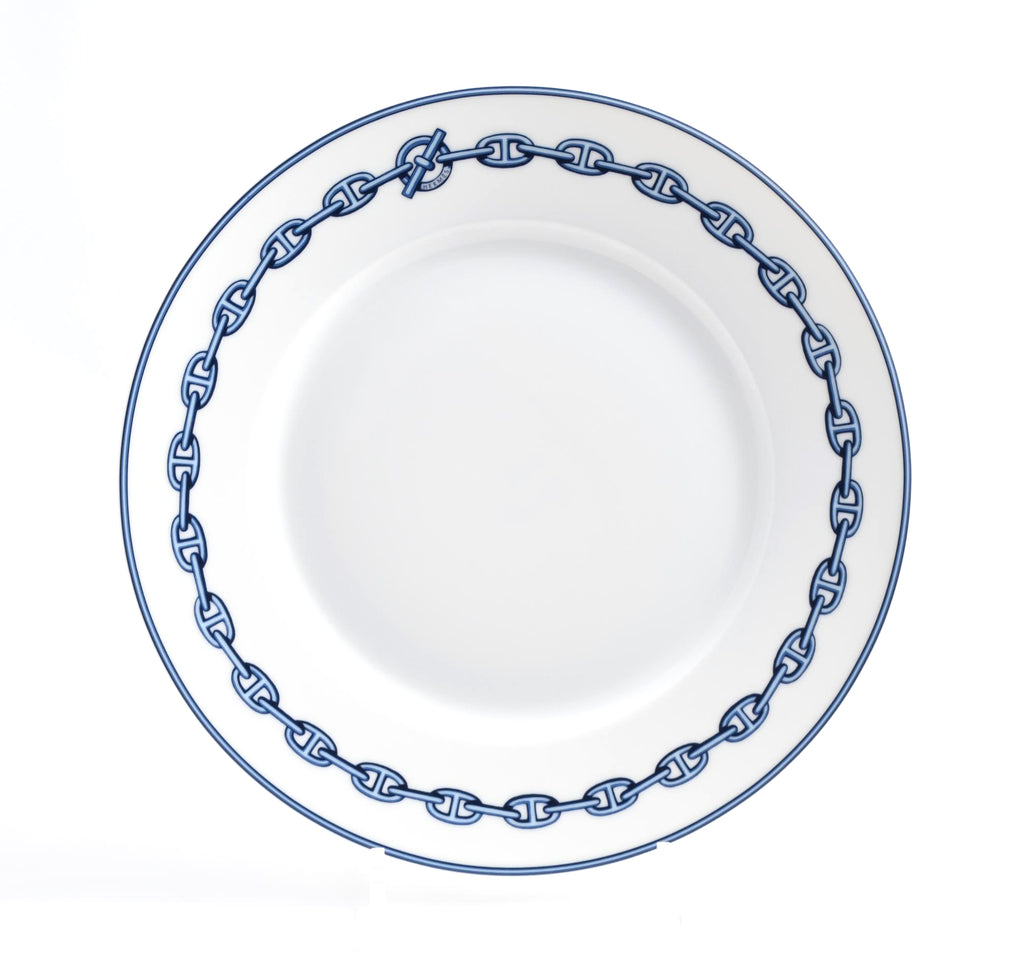 Hermes Chaine D'ancre Dinner Plate 27 cm blue porcelain dinnerware Set of 2