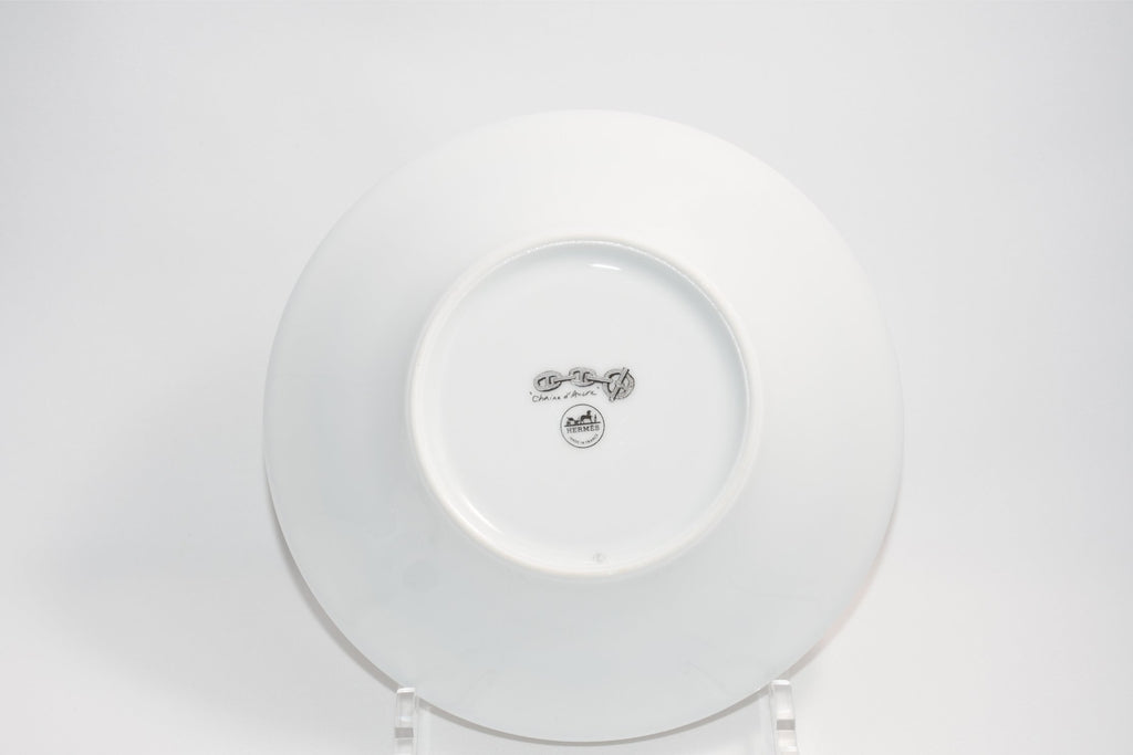 Hermes Chaine D'ancre Morning Cup and Saucer 2 set Platinum silver tea coffee cappuccino