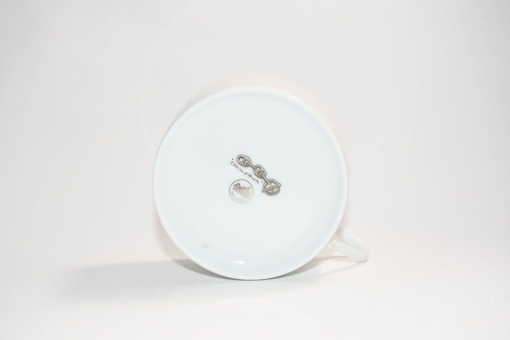 Hermes Chaine D'ancre Morning Cup and Saucer 2 set Platinum silver tea coffee cappuccino
