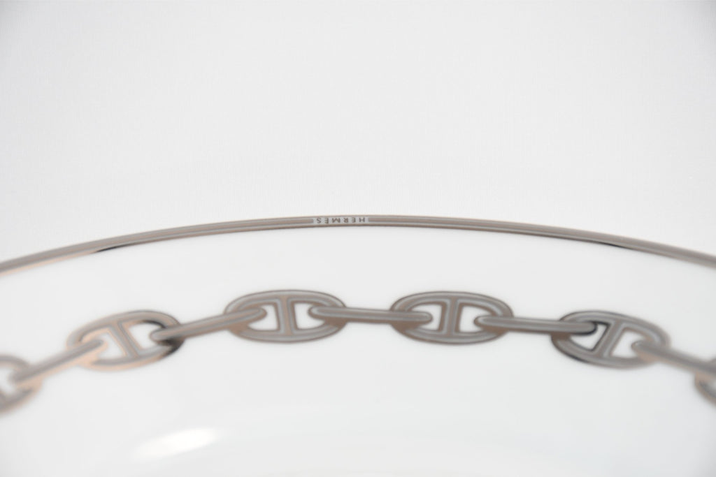 Hermes Chaine D'ancre Morning Cup and Saucer 2 set Platinum silver tea coffee cappuccino