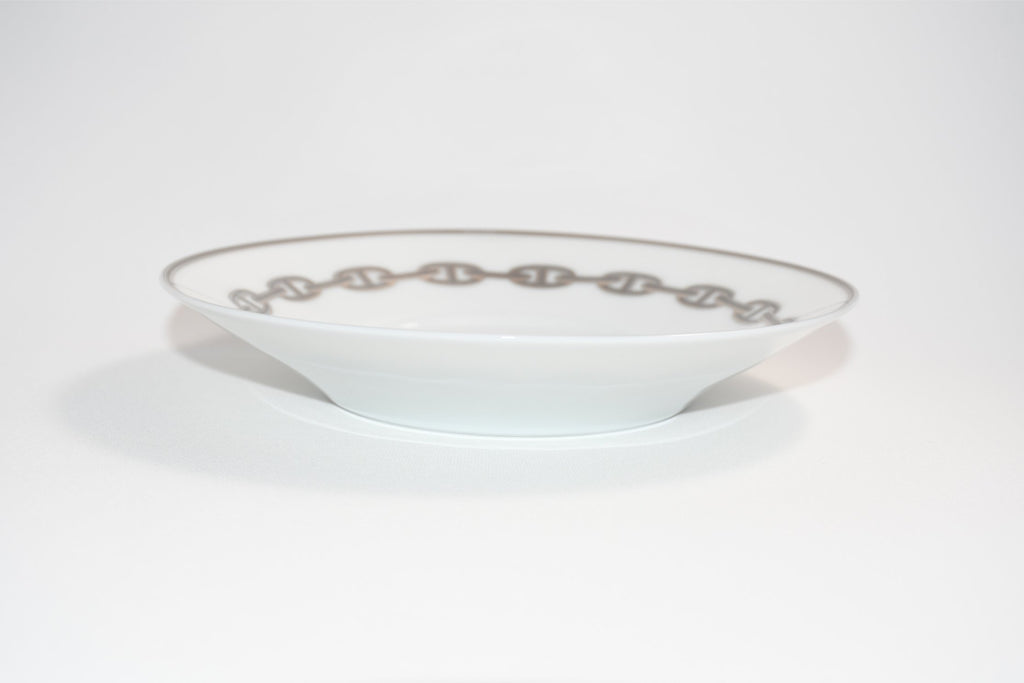 Hermes Chaine D'ancre Morning Cup and Saucer 2 set Platinum silver tea coffee cappuccino