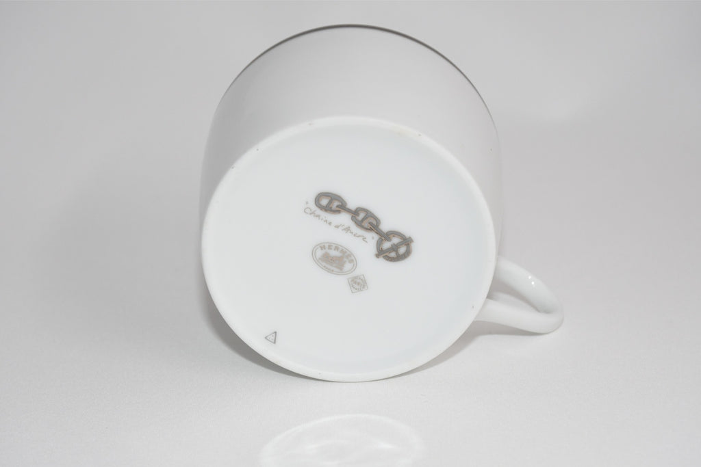 Hermes Chaine D'ancre Tea Cup and Saucer 2 set Platinum silver coffee EX+