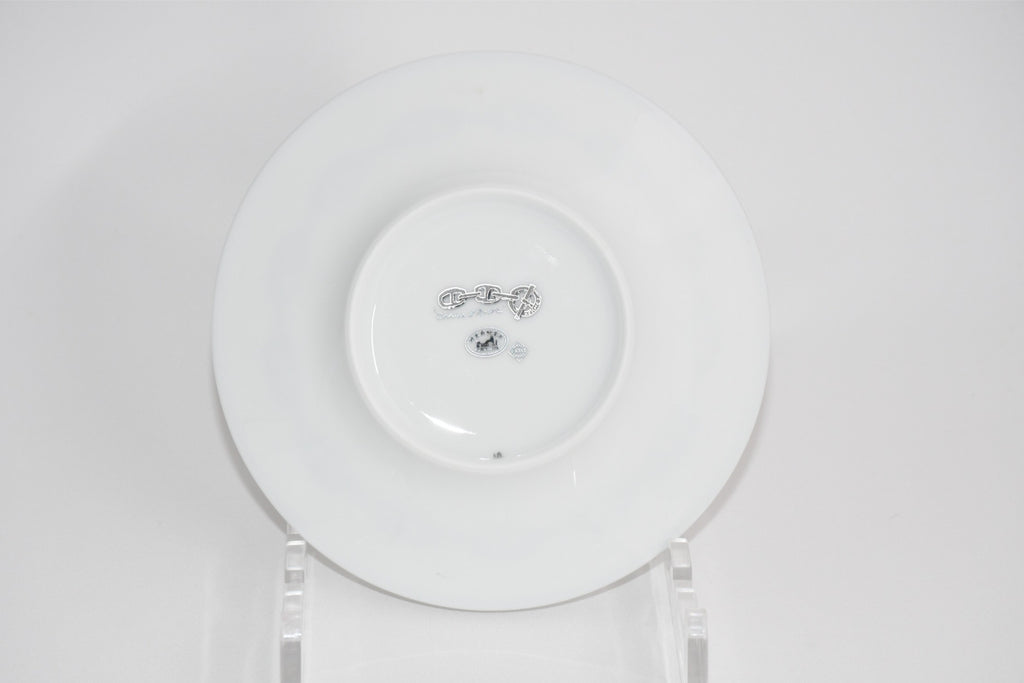 Hermes Chaine D'ancre Tea Cup and Saucer 2 set Platinum silver coffee EX+