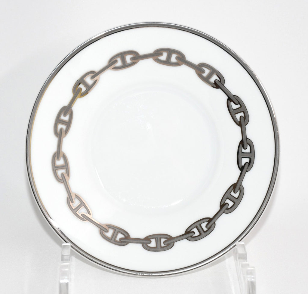 Hermes Chaine D'ancre Tea Cup and Saucer 2 set Platinum silver coffee EX+