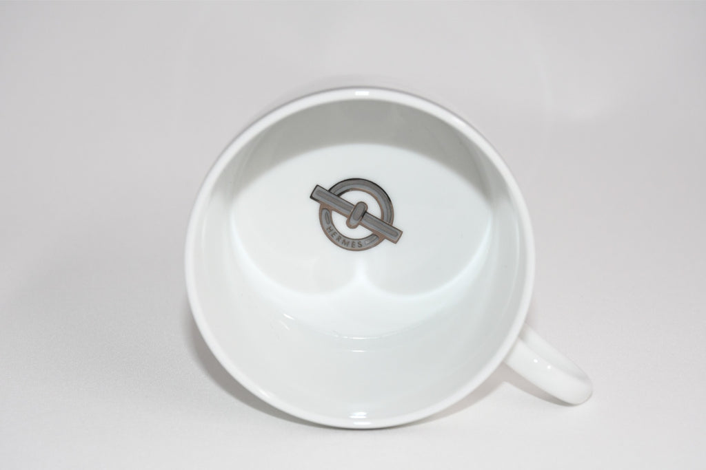 Hermes Chaine D'ancre Tea Cup and Saucer 2 set Platinum silver coffee EX+