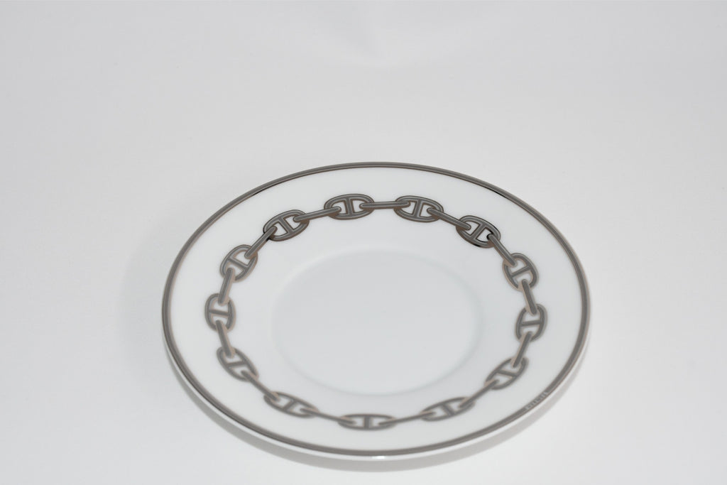 Hermes Chaine D'ancre Tea Cup and Saucer 2 set Platinum silver coffee dinnerware