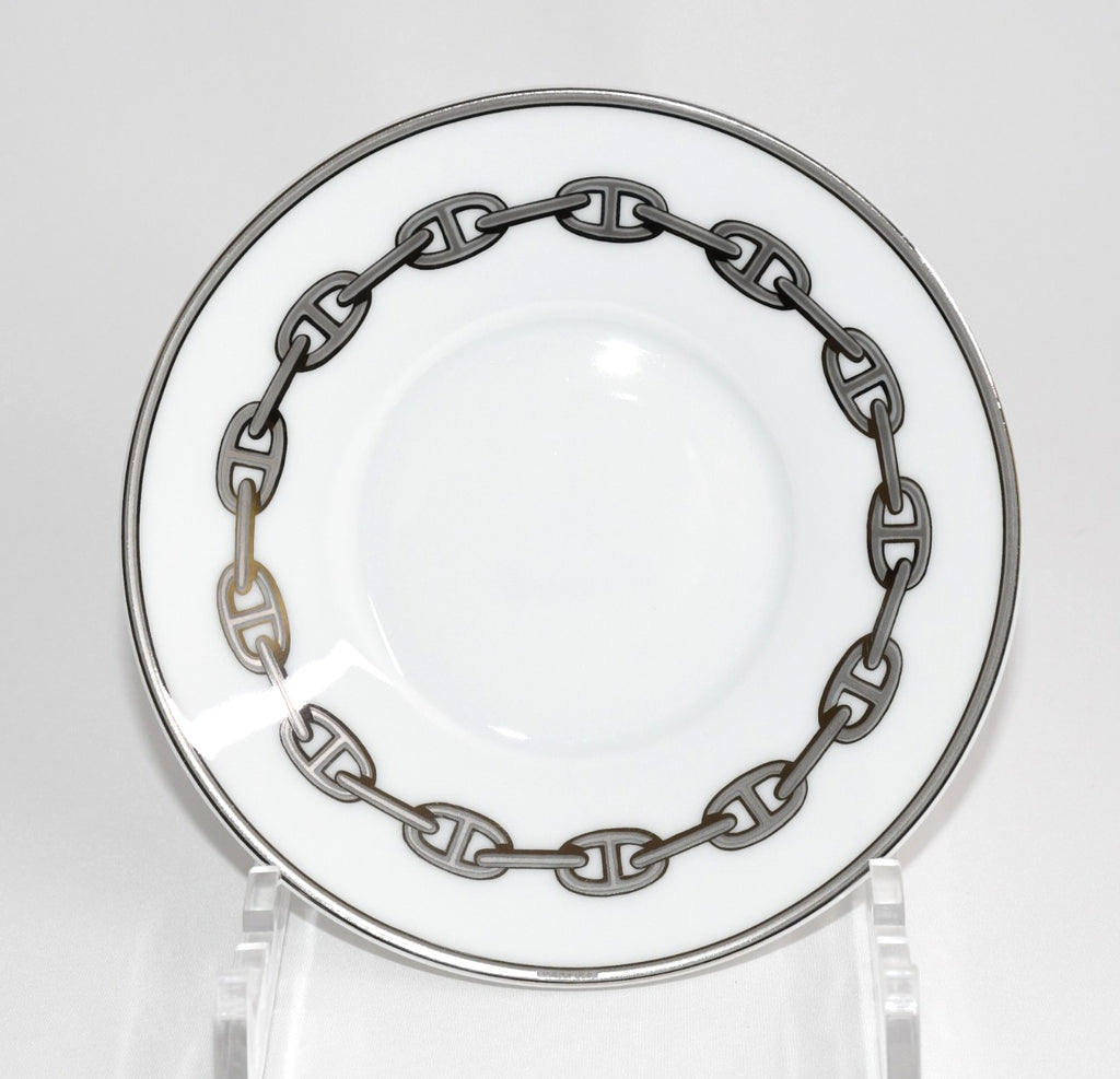 Hermes Chaine D'ancre Tea Cup and Saucer 2 set Platinum silver coffee dinnerware
