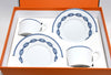 Hermes Chaine D'ancre Tea Cup and Saucer 2 set blue coffee dinnerware