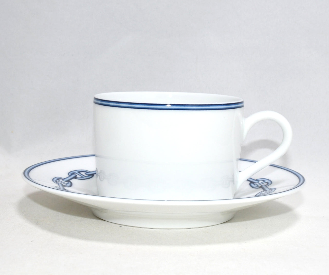Hermes Chaine D'ancre Tea Cup and Saucer 2 set blue coffee dinnerware 236