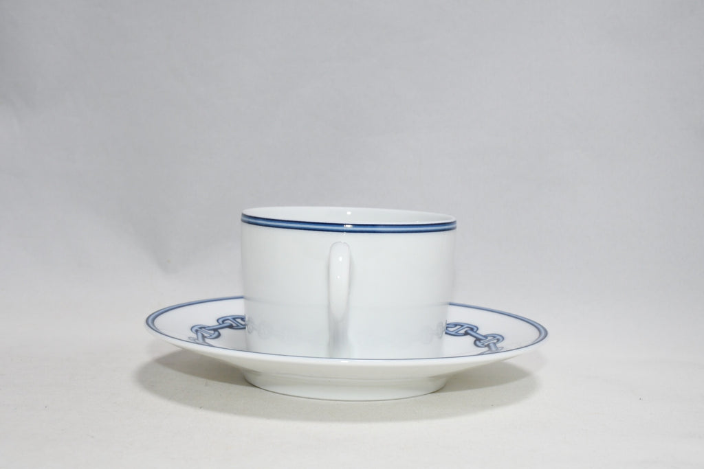 Hermes Chaine D'ancre Tea Cup and Saucer 2 set blue coffee dinnerware 236