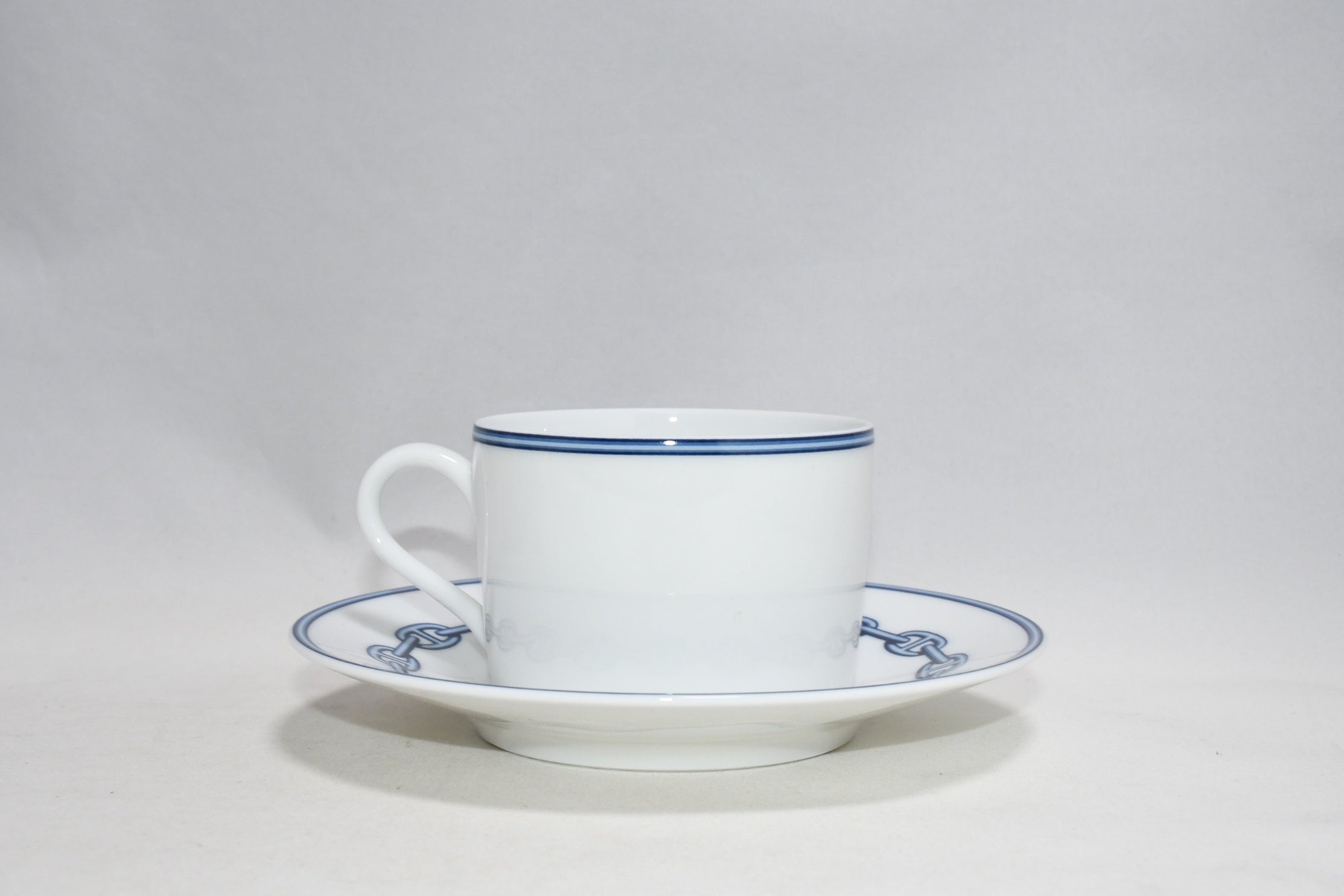 Hermes Chaine D'ancre Tea Cup and Saucer 2 set blue coffee