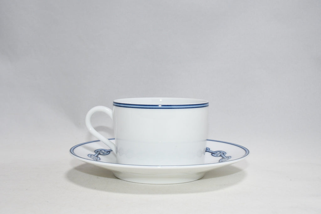 Hermes Chaine D'ancre Tea Cup and Saucer 2 set blue coffee dinnerware 236