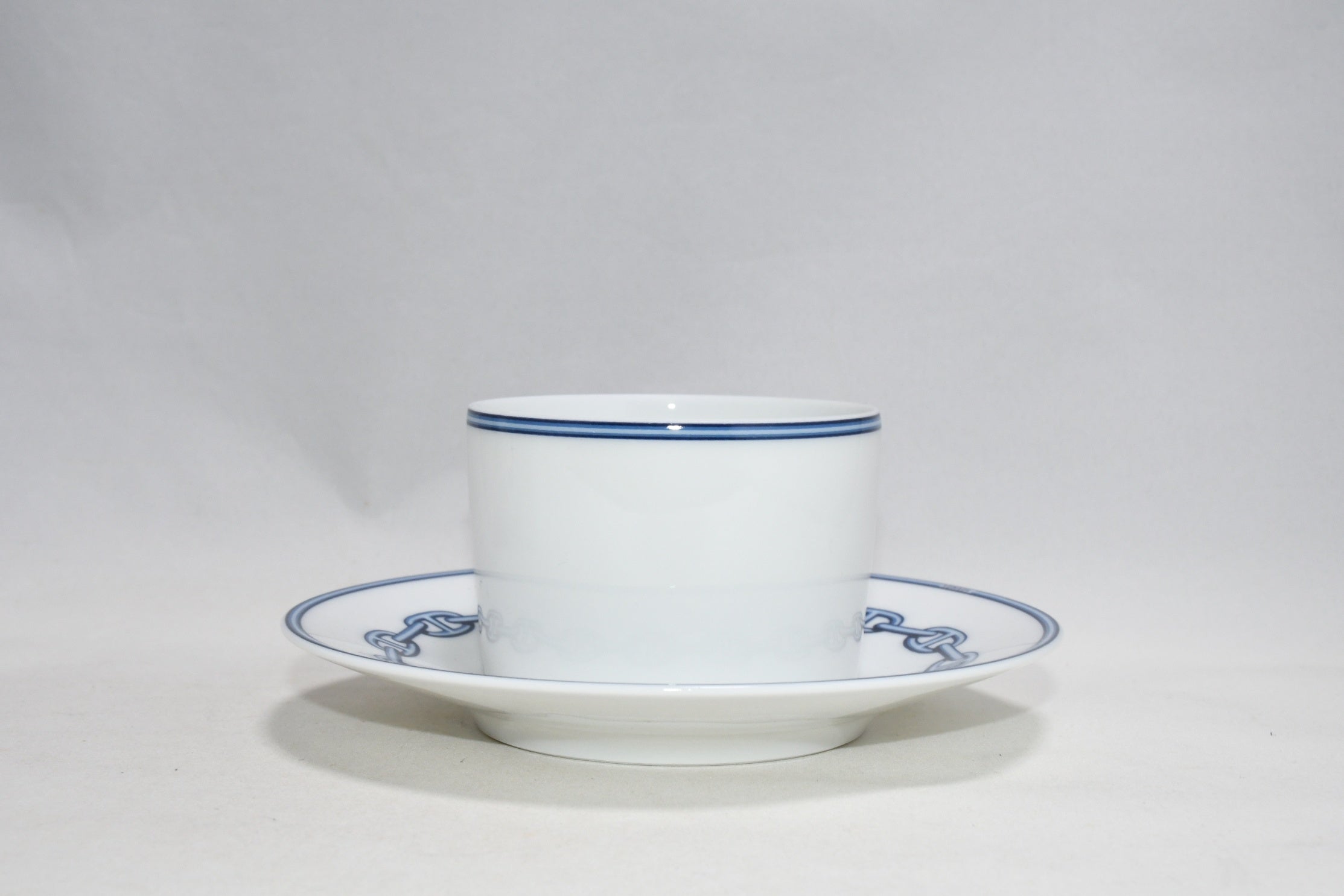 Hermes Chaine D'ancre Tea Cup and Saucer 2 set blue coffee