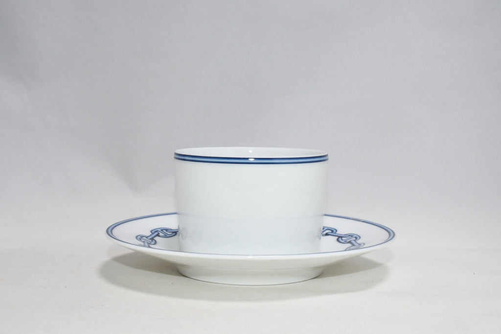 Hermes Chaine D'ancre Tea Cup and Saucer 2 set blue coffee dinnerware 236
