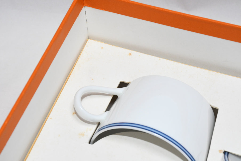 Hermes Chaine D'ancre Tea Cup and Saucer 2 set blue coffee dinnerware 236
