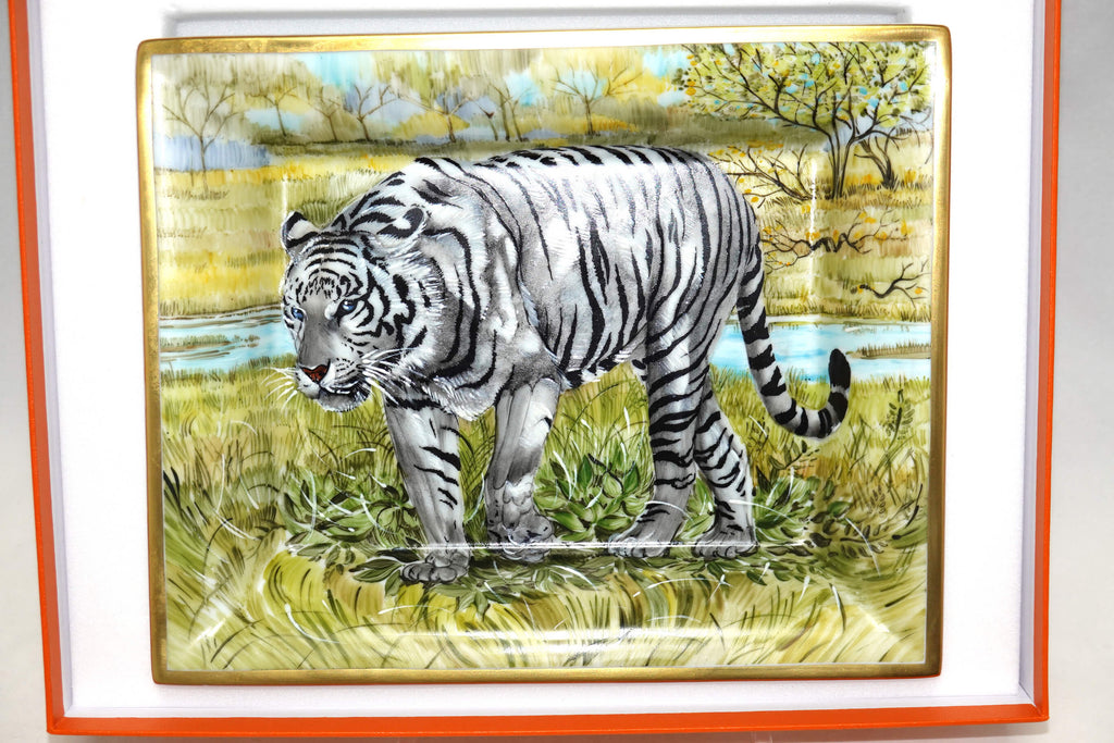 Hermes Change Tray Bengal tiger porcelain Ashtray white animal VIDE POCHE