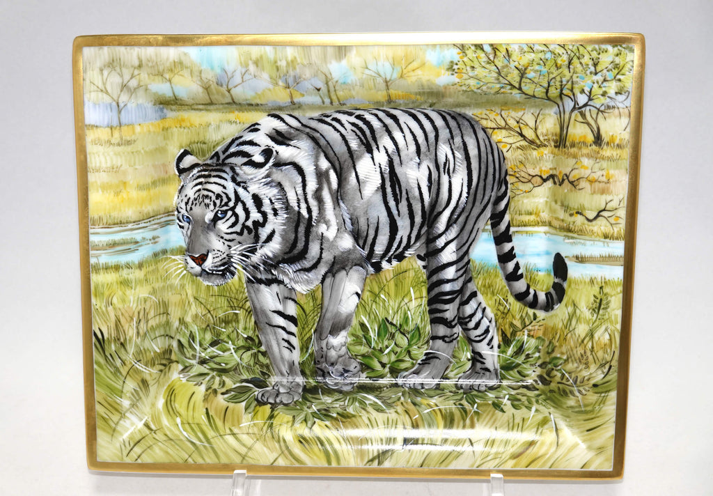 Hermes Change Tray Bengal tiger porcelain Ashtray white animal VIDE POCHE