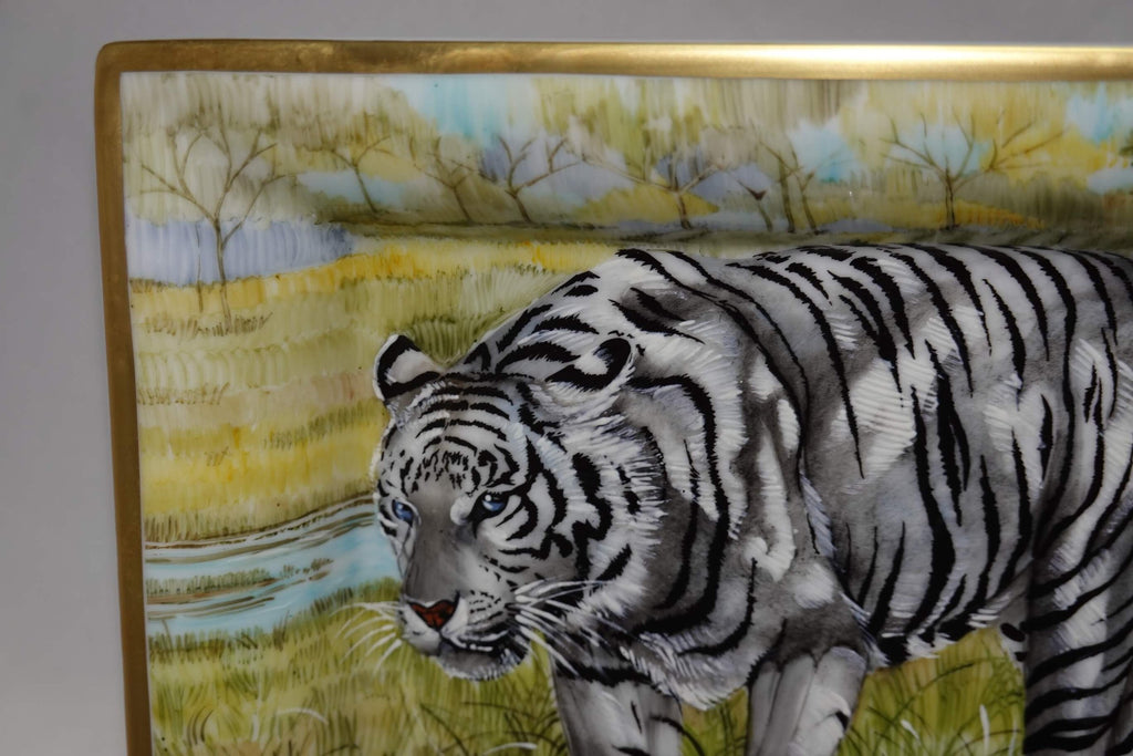 Hermes Change Tray Bengal tiger porcelain Ashtray white animal VIDE POCHE