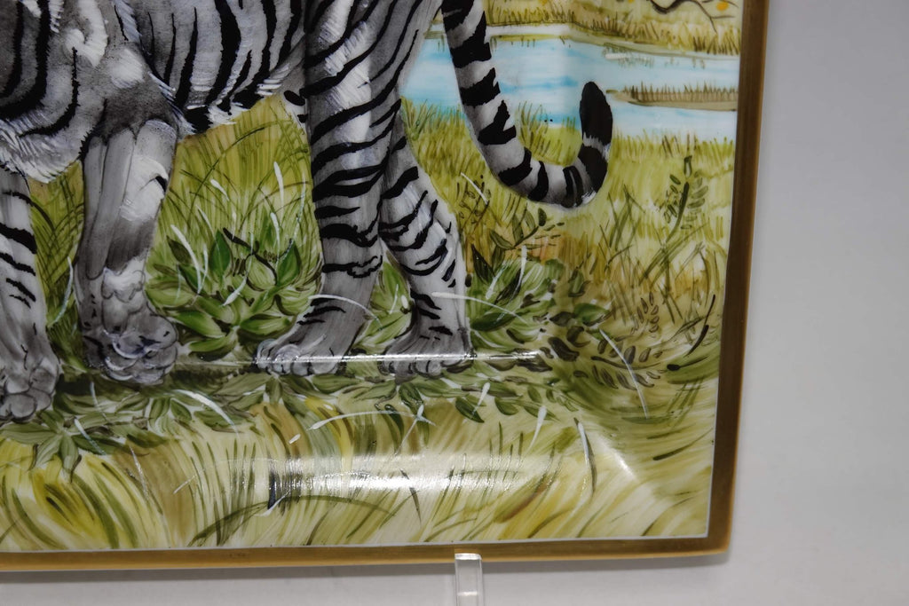 Hermes Change Tray Bengal tiger porcelain Ashtray white animal VIDE POCHE
