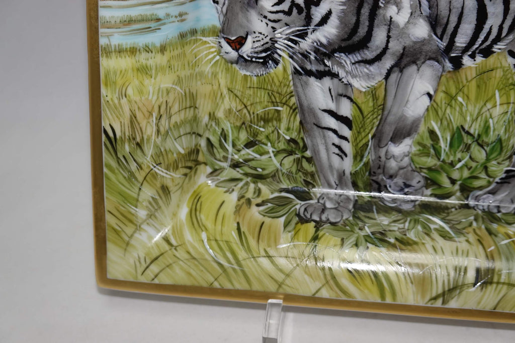 Hermes Change Tray Bengal tiger porcelain Ashtray white animal VIDE POCHE