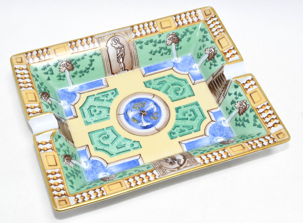 Hermes Change Tray Greek courtyard Garden Porcelain Ashtray Blue green VIDE POCHE