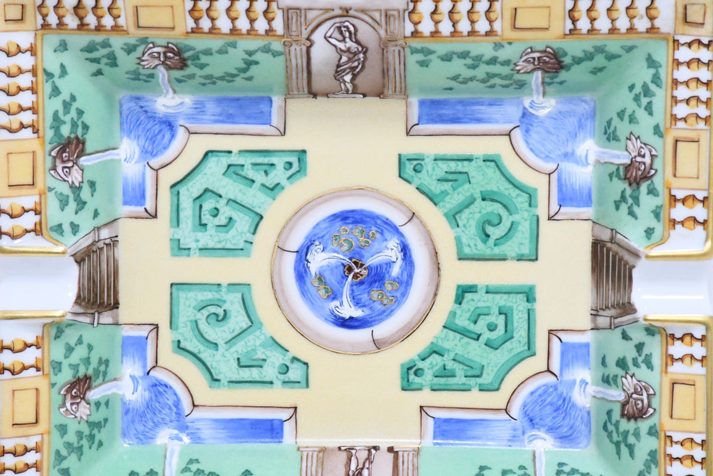 Hermes Change Tray Greek courtyard Garden Porcelain Ashtray Blue green VIDE POCHE