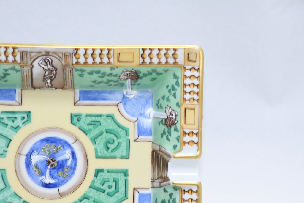 Hermes Change Tray Greek courtyard Garden Porcelain Ashtray Blue green VIDE POCHE