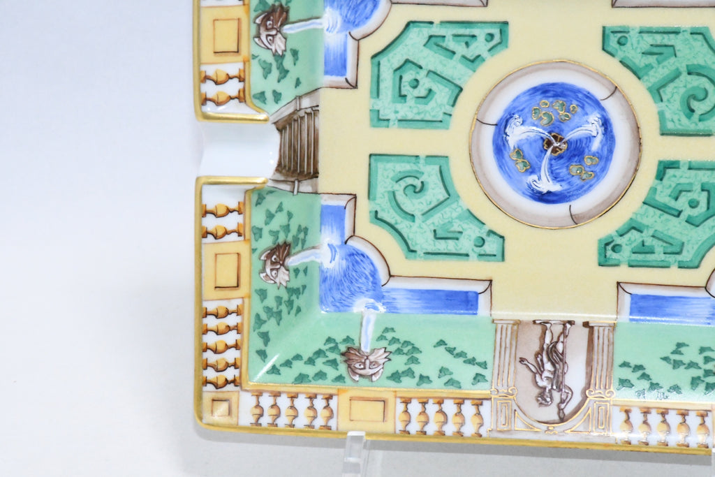 Hermes Change Tray Greek courtyard Garden Porcelain Ashtray Blue green VIDE POCHE