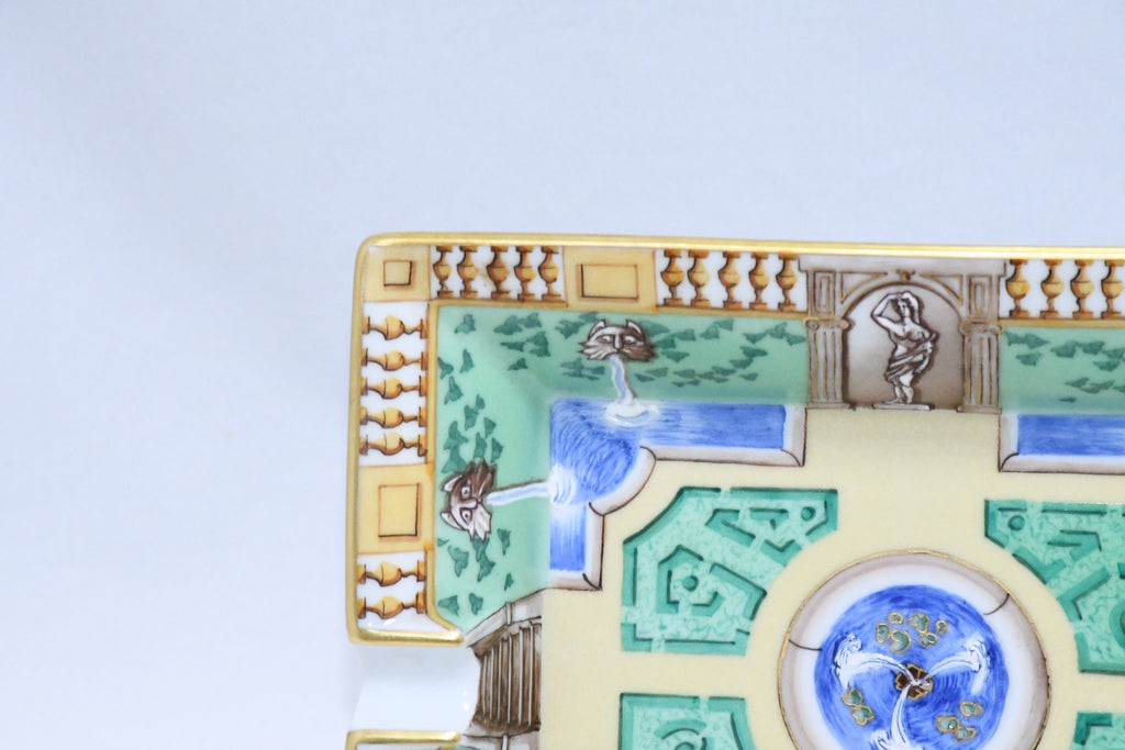 Hermes Change Tray Greek courtyard Garden Porcelain Ashtray Blue green VIDE POCHE