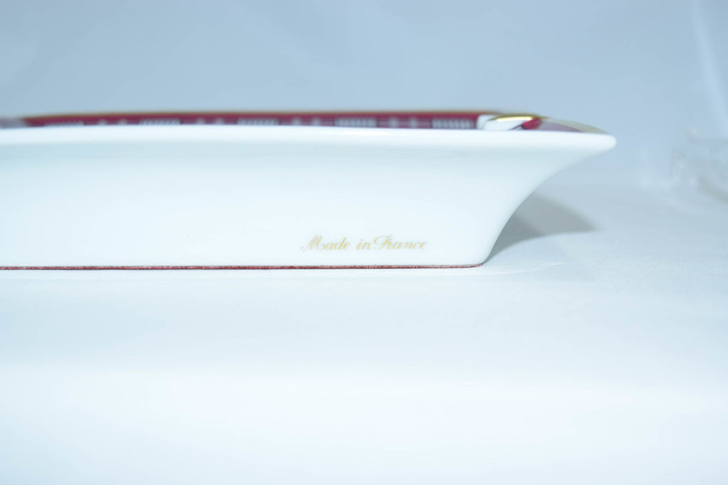 Hermes Change Tray Wine red 4 animal Porcelain Ashtray Dinnerware Lion bird