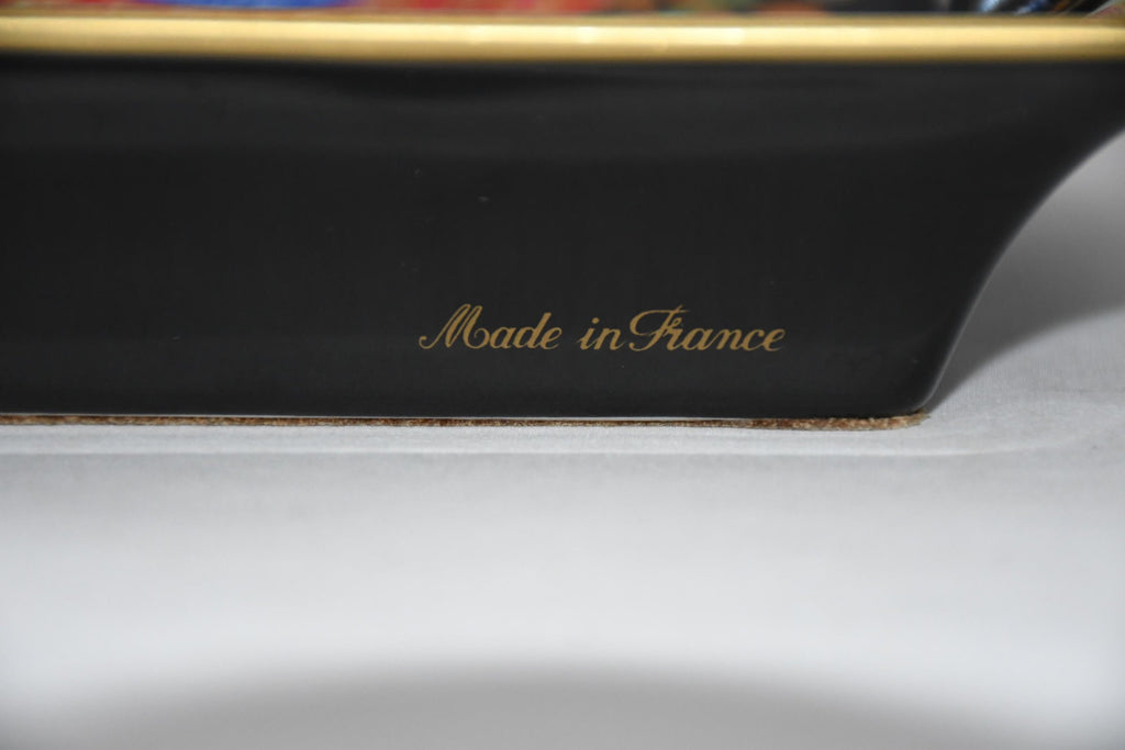 Hermes Change tray Black Japanese folding fan porcelain Ashtray vintage 831