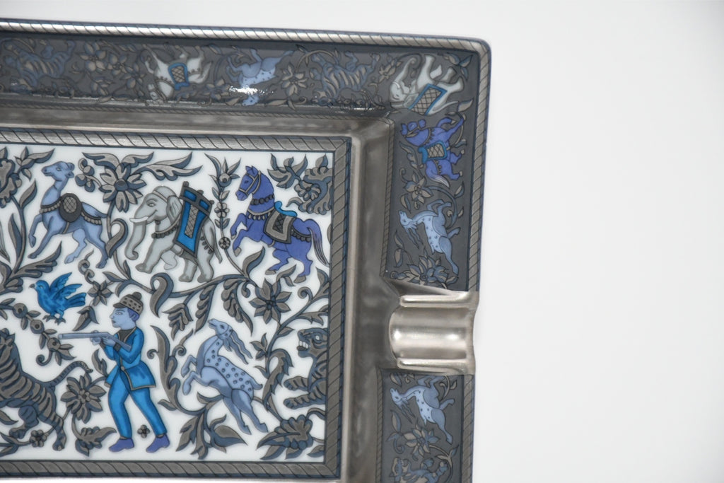 Hermes Change tray Chasse en Inde Blue porcelain Ashtray india tiger plate