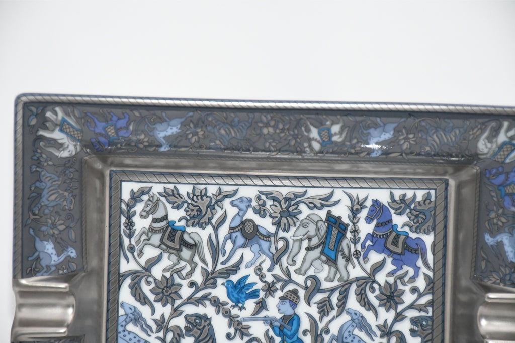 Hermes Change tray Chasse en Inde Blue porcelain Ashtray india tiger plate