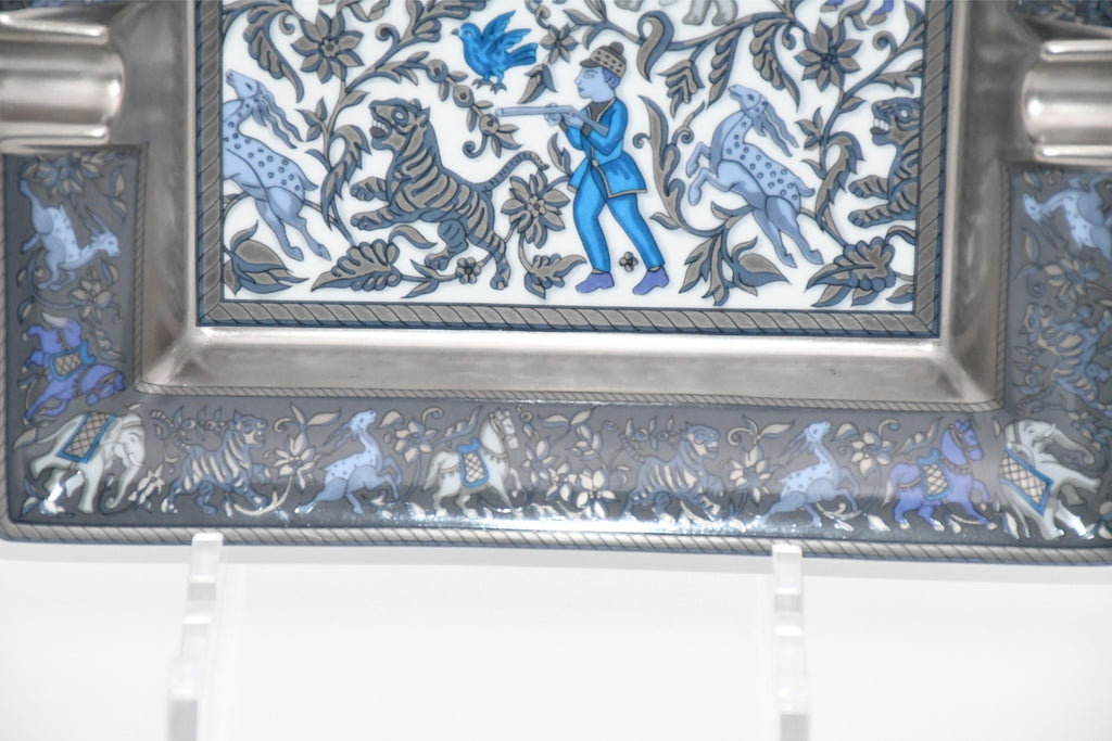 Hermes Change tray Chasse en Inde Blue porcelain Ashtray india tiger plate