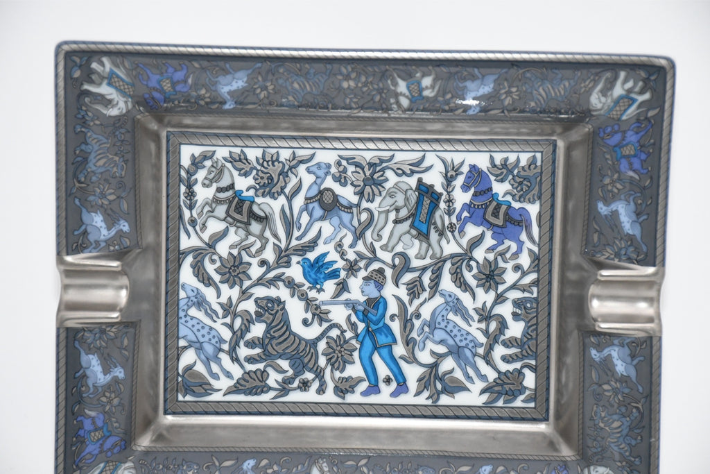 Hermes Change tray Chasse en Inde Blue porcelain Ashtray india tiger plate