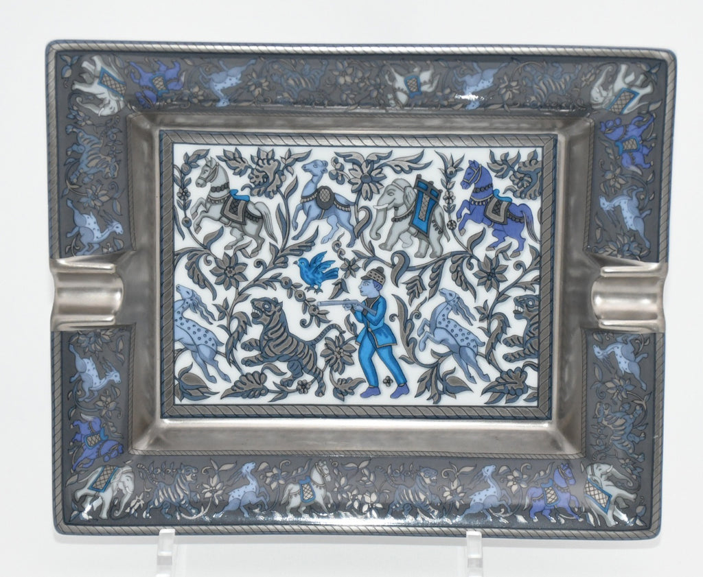 Hermes Change tray Chasse en Inde Blue porcelain Ashtray india tiger plate