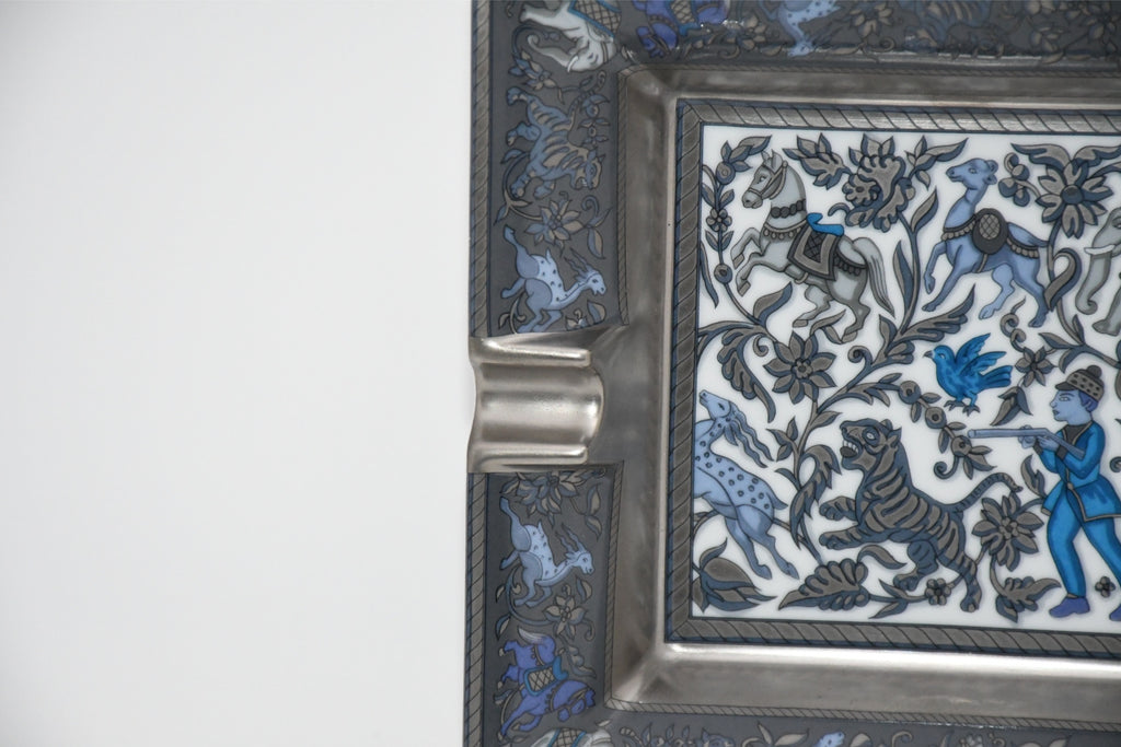 Hermes Change tray Chasse en Inde Blue porcelain Ashtray india tiger plate