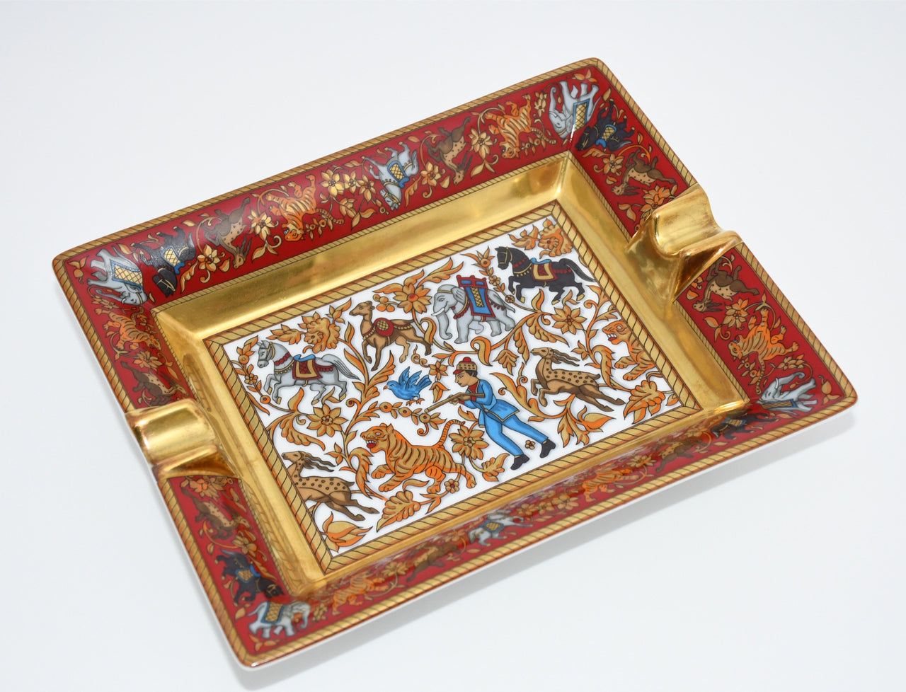 Hermes Change tray Chasse en Inde red porcelain Ashtray india tiger plate E00