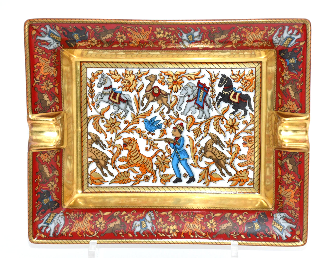 Hermes Change tray Chasse en Inde red porcelain Ashtray india tiger plate E00