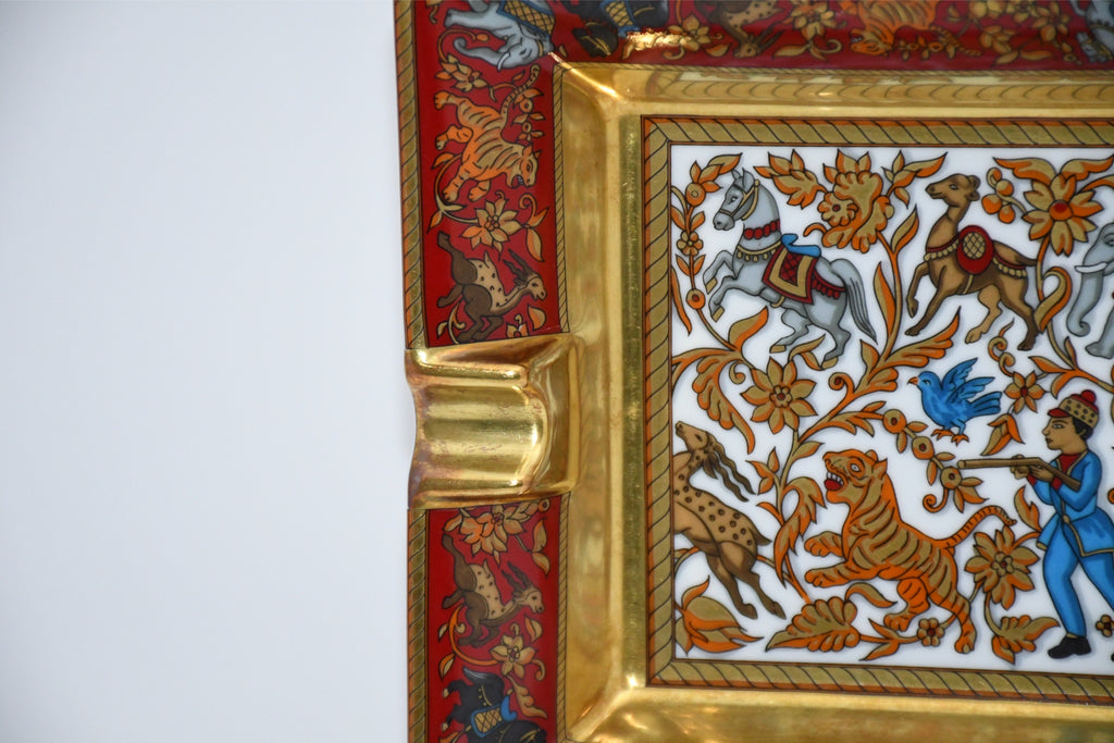 Hermes Change tray Chasse en Inde red porcelain Ashtray india tiger plate E00