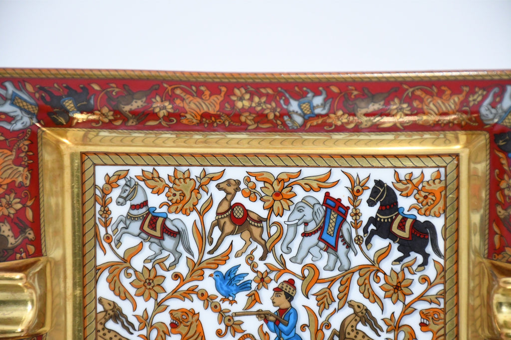 Hermes Change tray Chasse en Inde red porcelain Ashtray india tiger plate E00