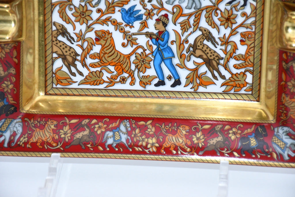 Hermes Change tray Chasse en Inde red porcelain Ashtray india tiger plate E00