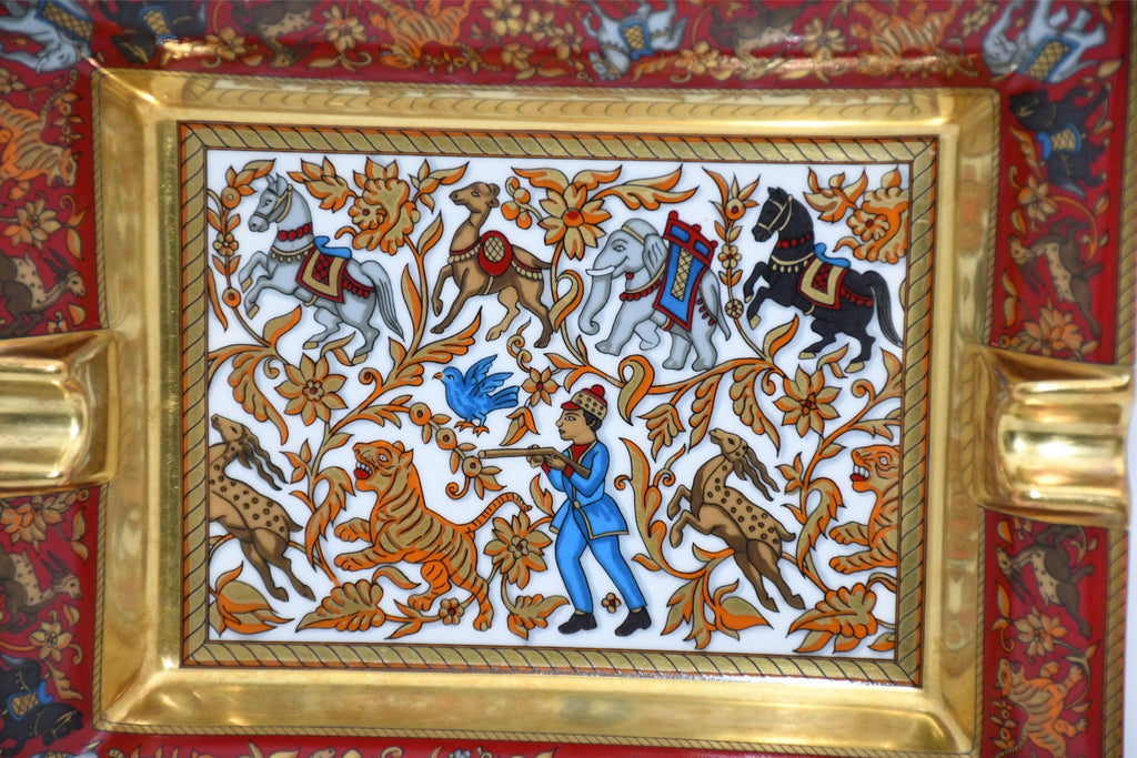 Hermes Change tray Chasse en Inde red porcelain Ashtray india tiger plate E00