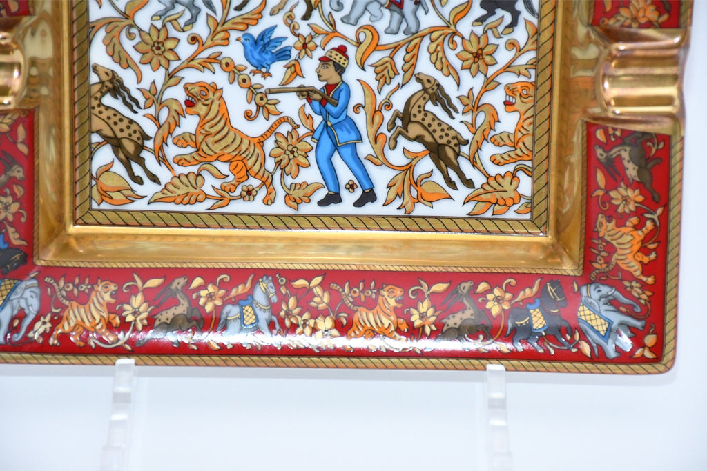 Hermes Change tray Chasse en Inde red porcelain Ashtray india tiger plate AC314
